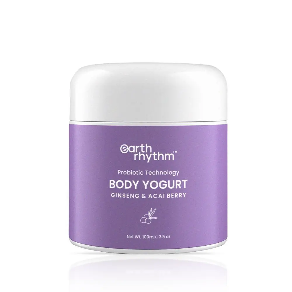 Earth Rhythm Ginseng & Acai Berry Body Yogurt | Makes Skin Plump, Moisturizes Skin, Increases Collagen Production | for All Skin Types | Men & Women - 100 ML