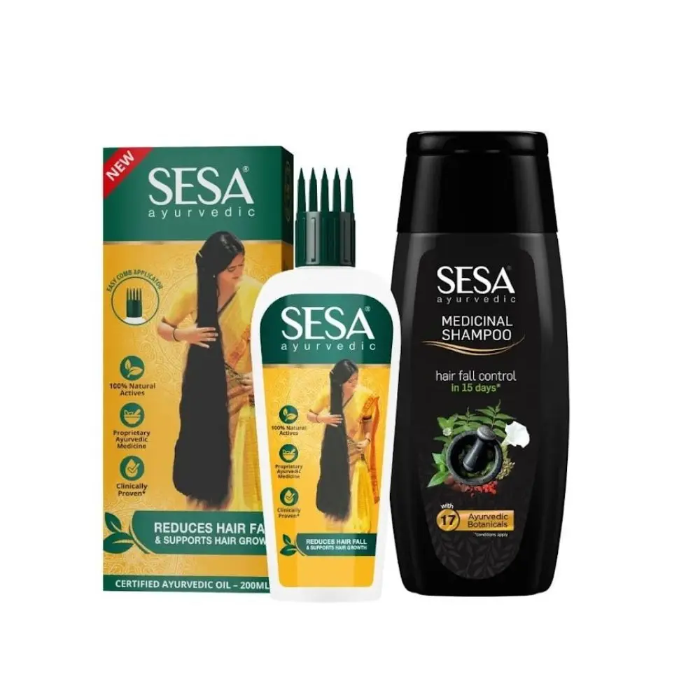 Sesa Ayurvedic Medicinal Hair Care Kit for Hair Fall Control and Hair Growth | Ayurvedic Hair Oil (100 ml) & Medicinal Shampoo (200 ml)