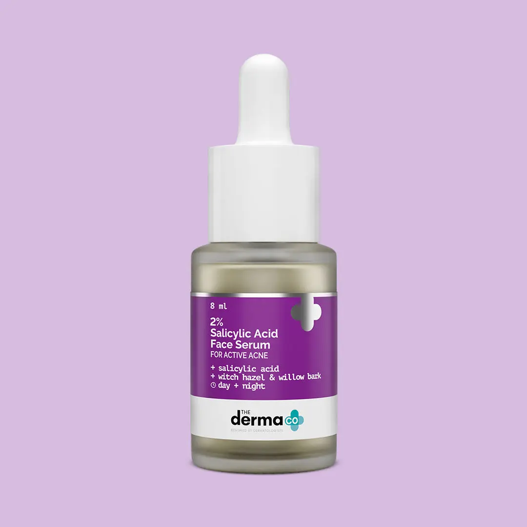 The Derma co. 2% Salicylic Acid Face Serum with Witch Hazel & Willow Bark for Active Acne - 8 ml