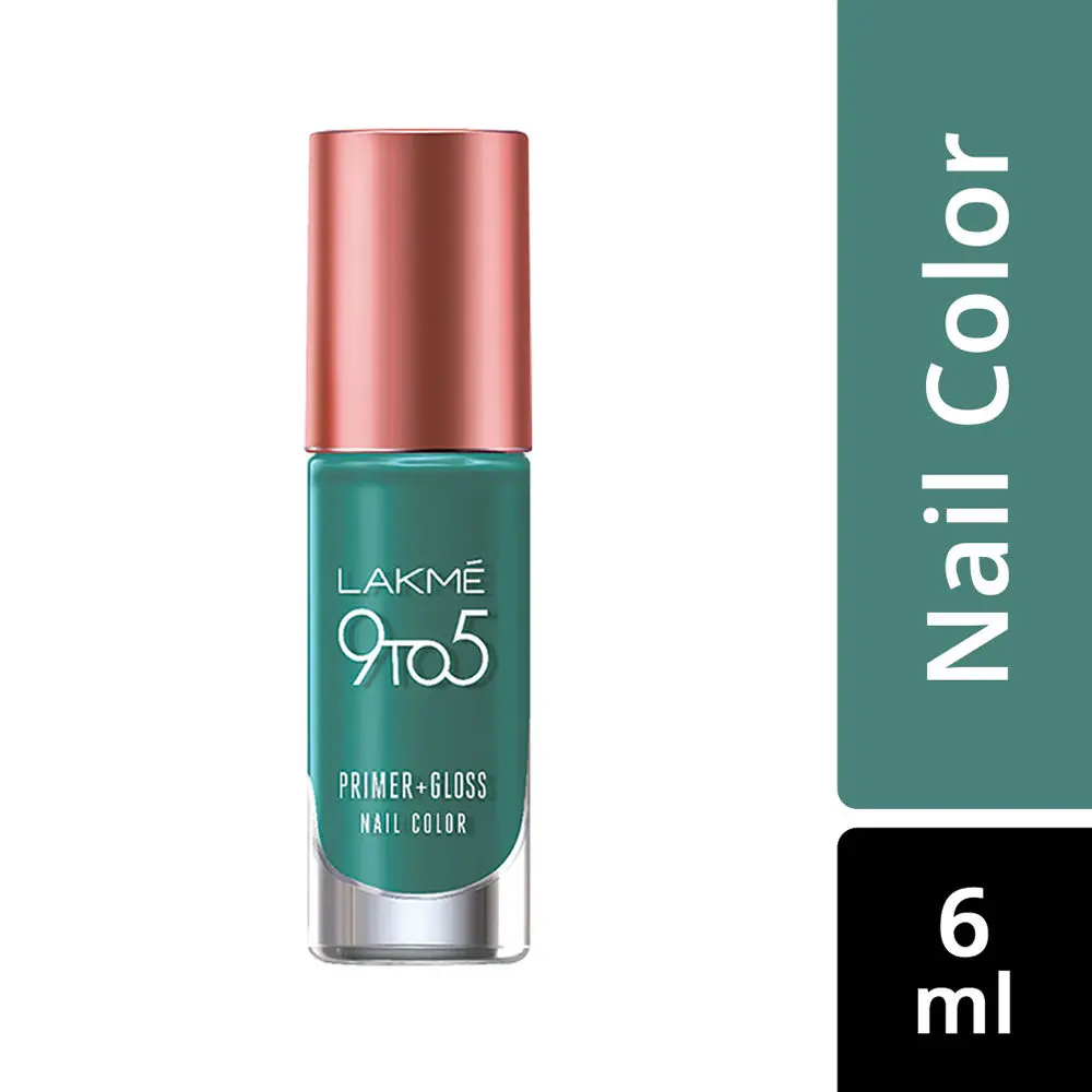 Lakme 9 To 5 Primer + Gloss Nail Color - Teal Deal (6 ml)