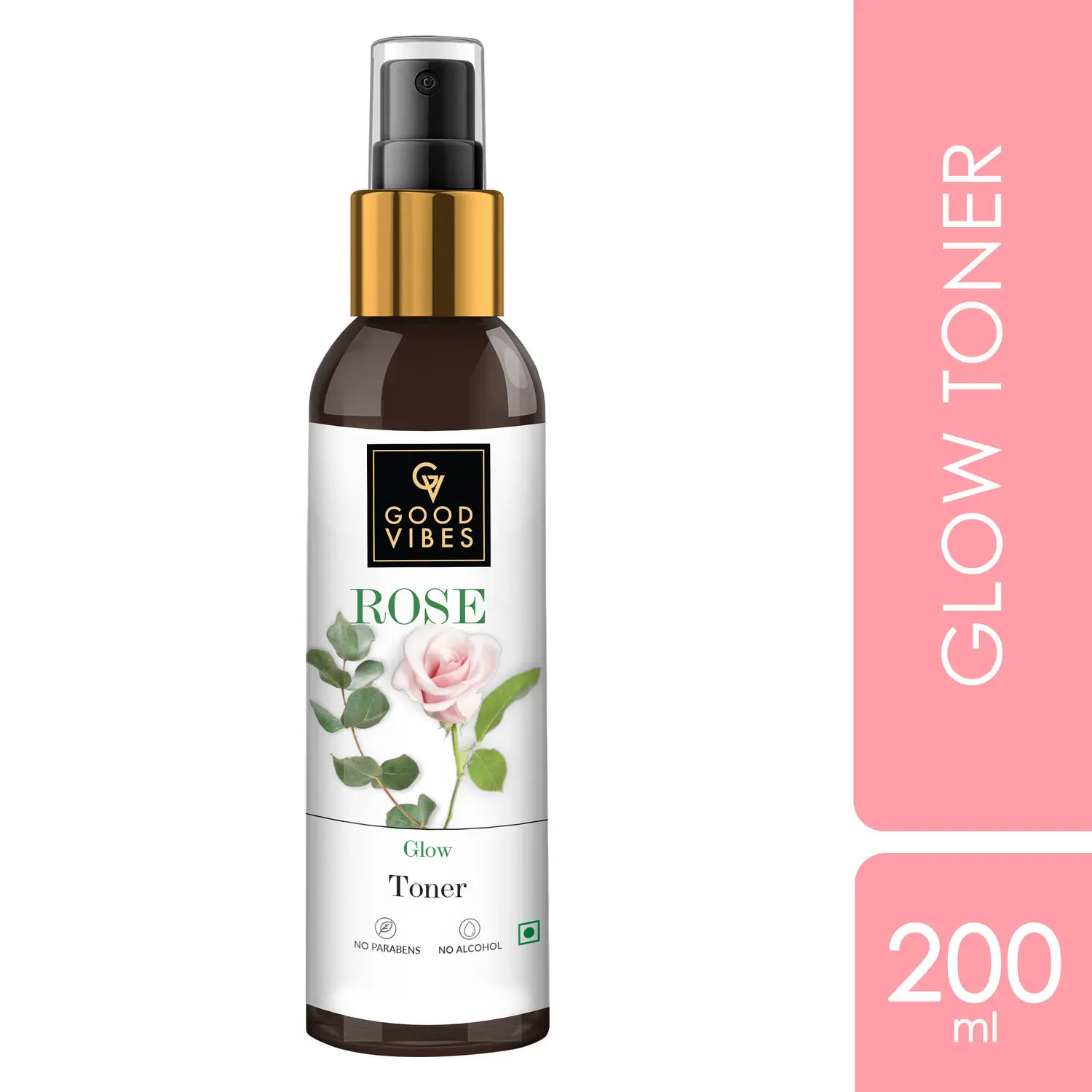 Good Vibes Rose Glow Toner | Lightweight, Brightening| With Honey | No Alcohol, No Sulphates, No Parabens, No Mineral Oil, No Animal Testing (200 ml)