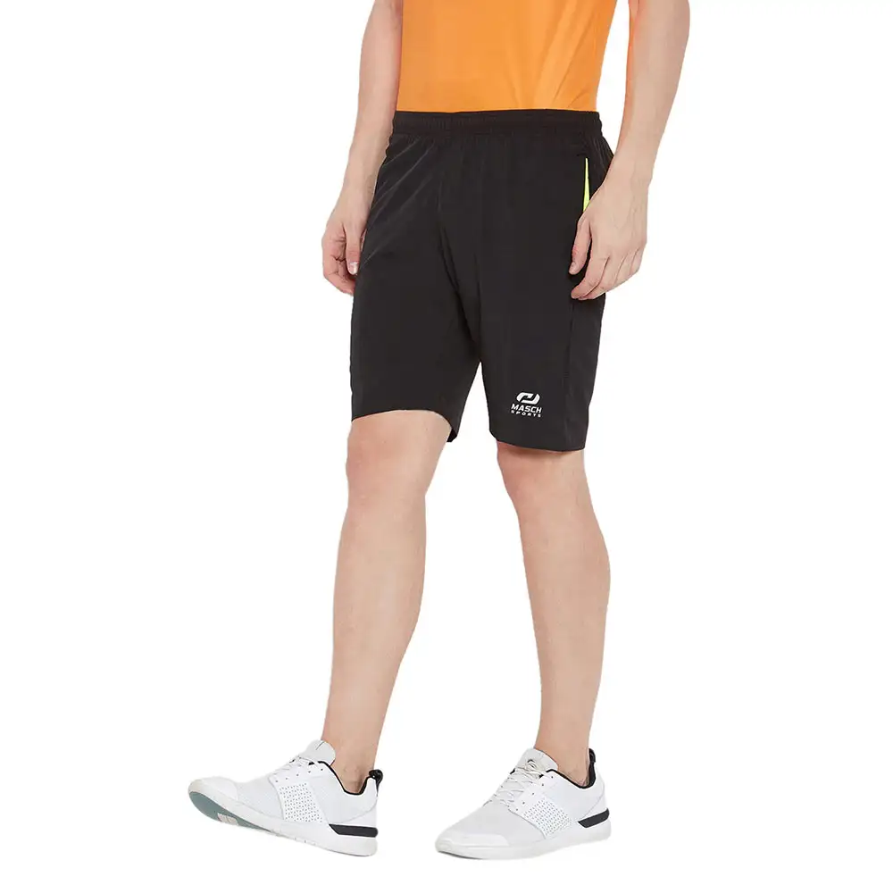 Masch Sports Mens Regular Fit Polyester Shorts (MSSH 0618 CS NZIP FLAP),  XL  Black