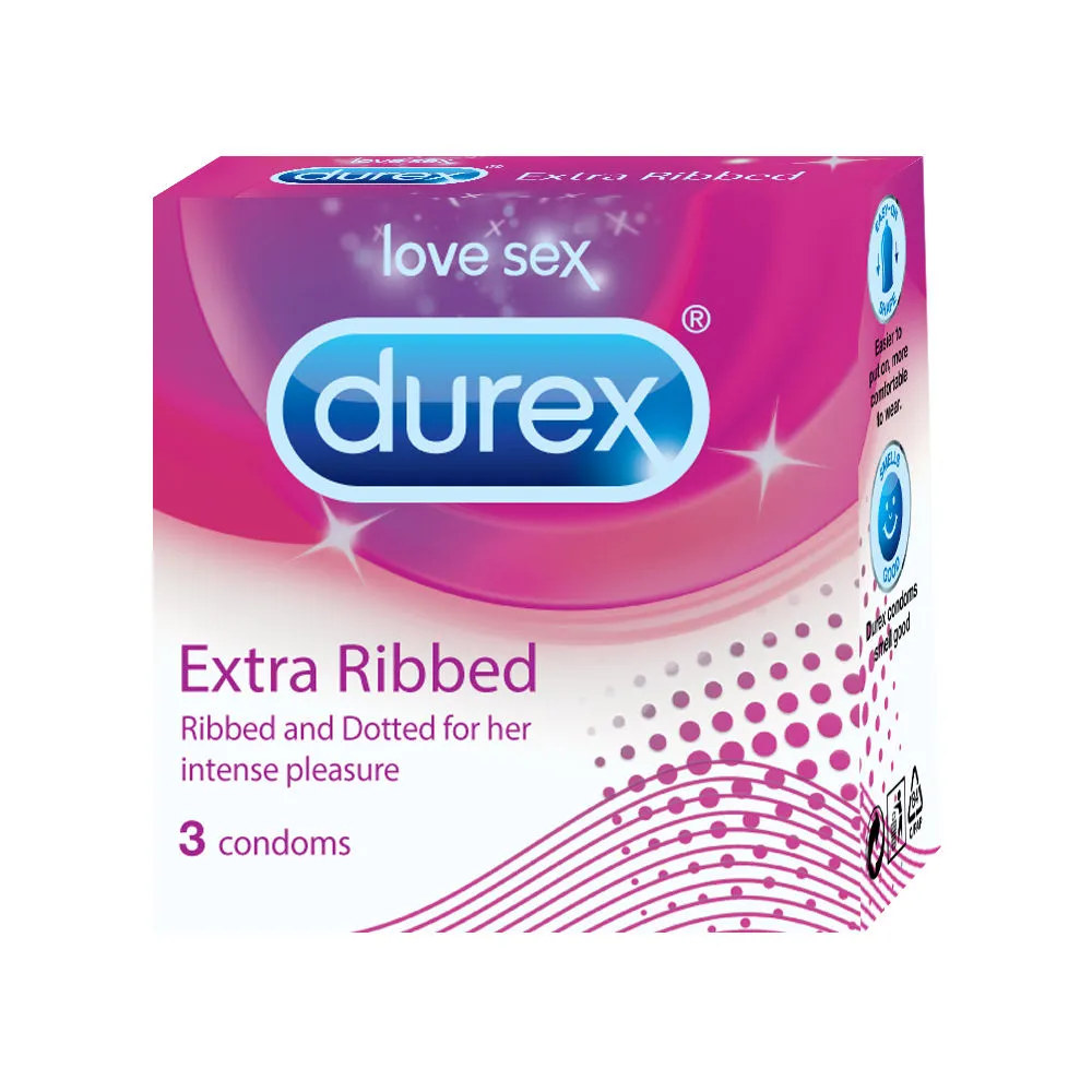 Durex Condoms, Extra Ribbed- 3S