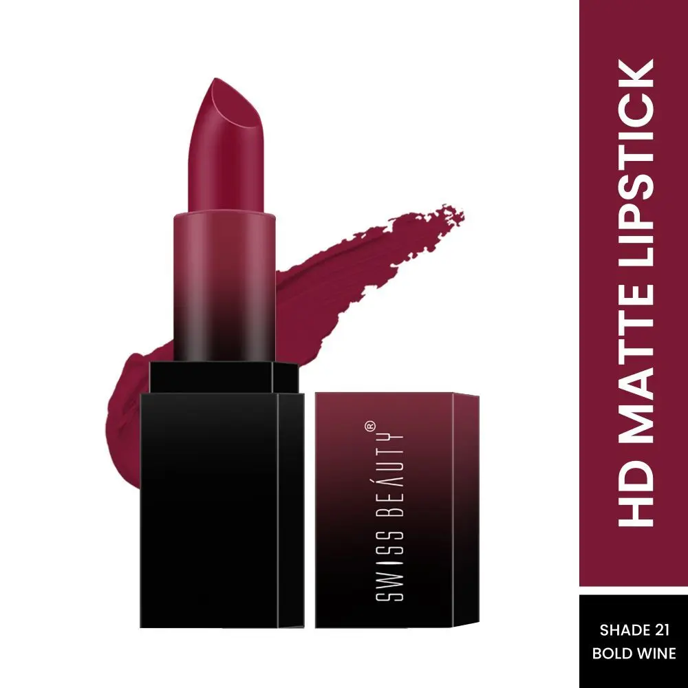 Swiss Beauty HD Matte Lipstick Bold Wine 21 (3.5 g)