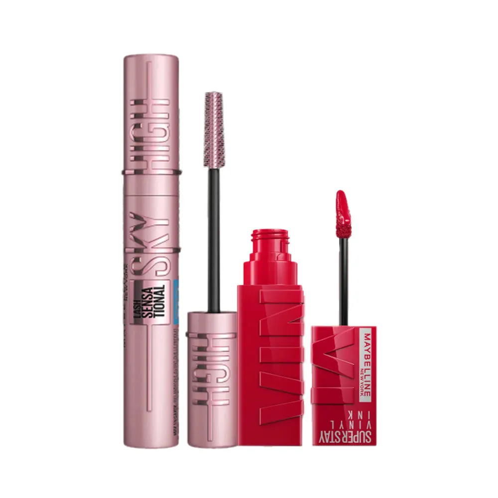 Maybelline New York Lash Waterproof Mascara & Superstay Vinyl Ink Liquid Lipstick