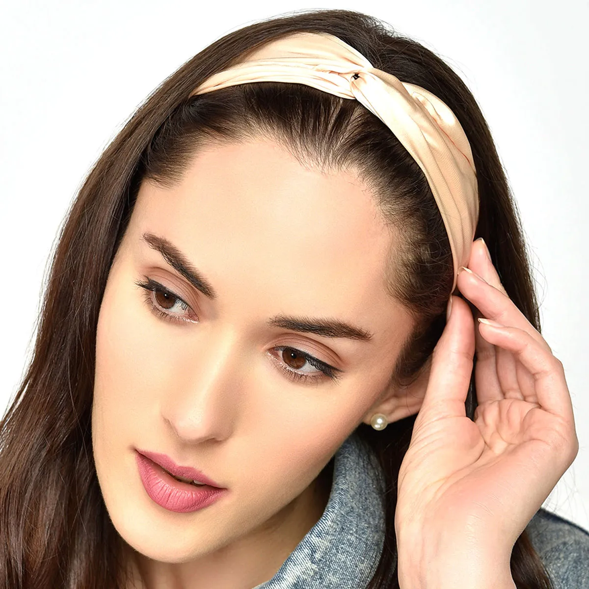 Toniq MultiPurpose Beige Satin Strechable Hair Band For Women(OSXXH56)