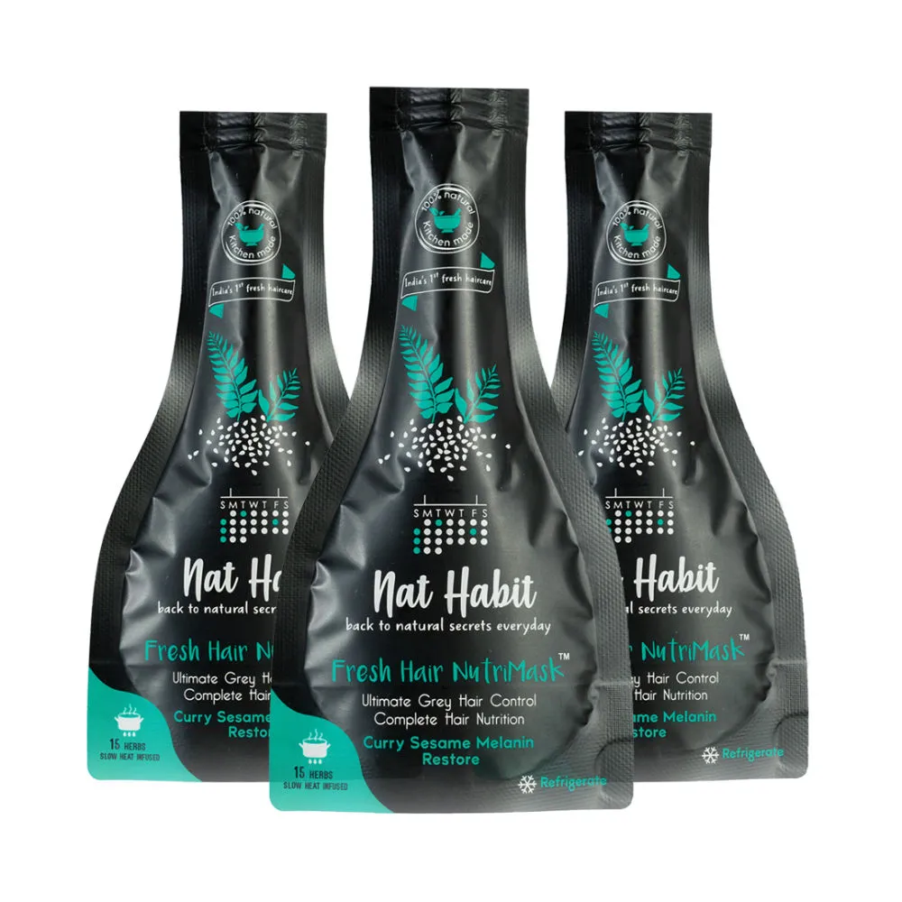 Nat Habit Fresh Hair Nutrimask Curry Sesame Melanin Restore - Pack Of 3