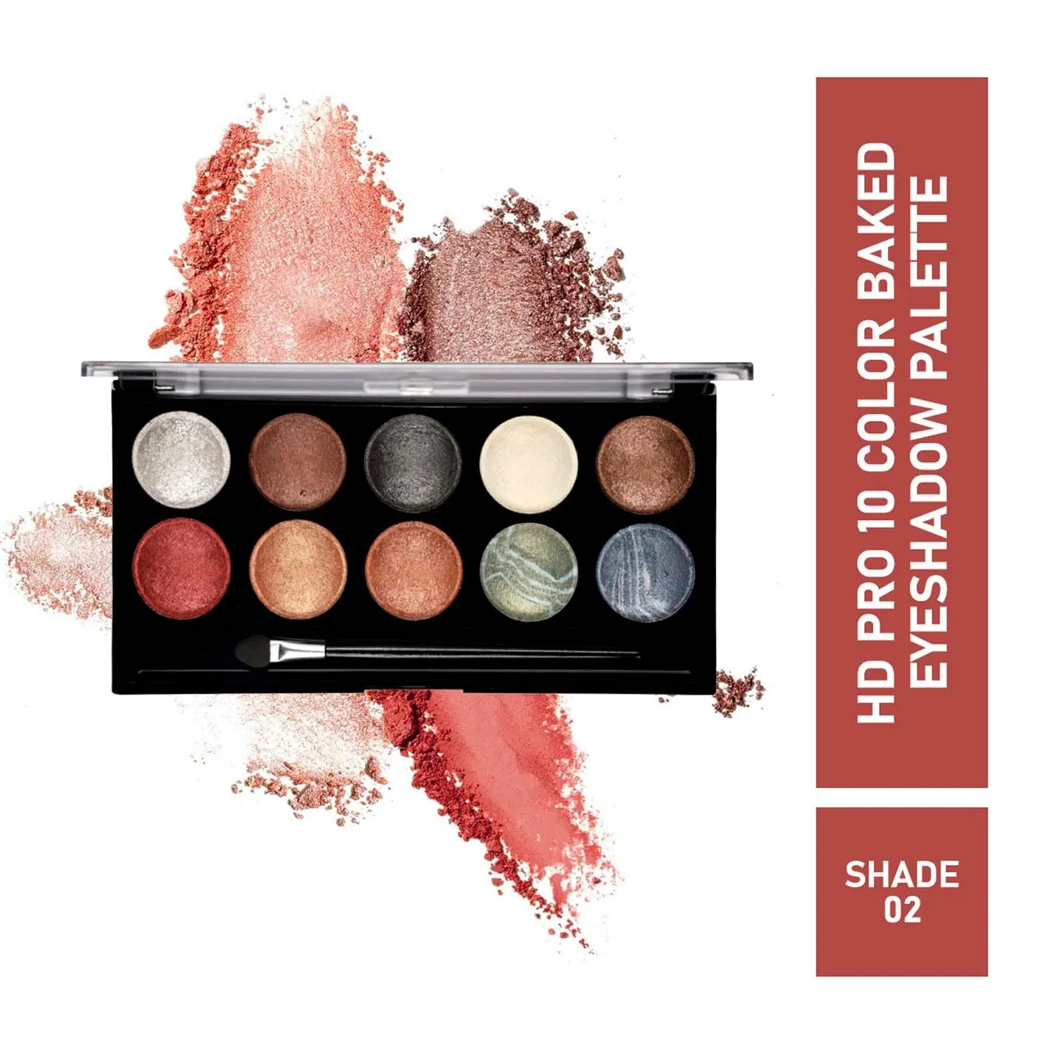 Half N Half HD PRO 10 Colour Baked Eyeshadow Palette, Multicolour -02 (18g)