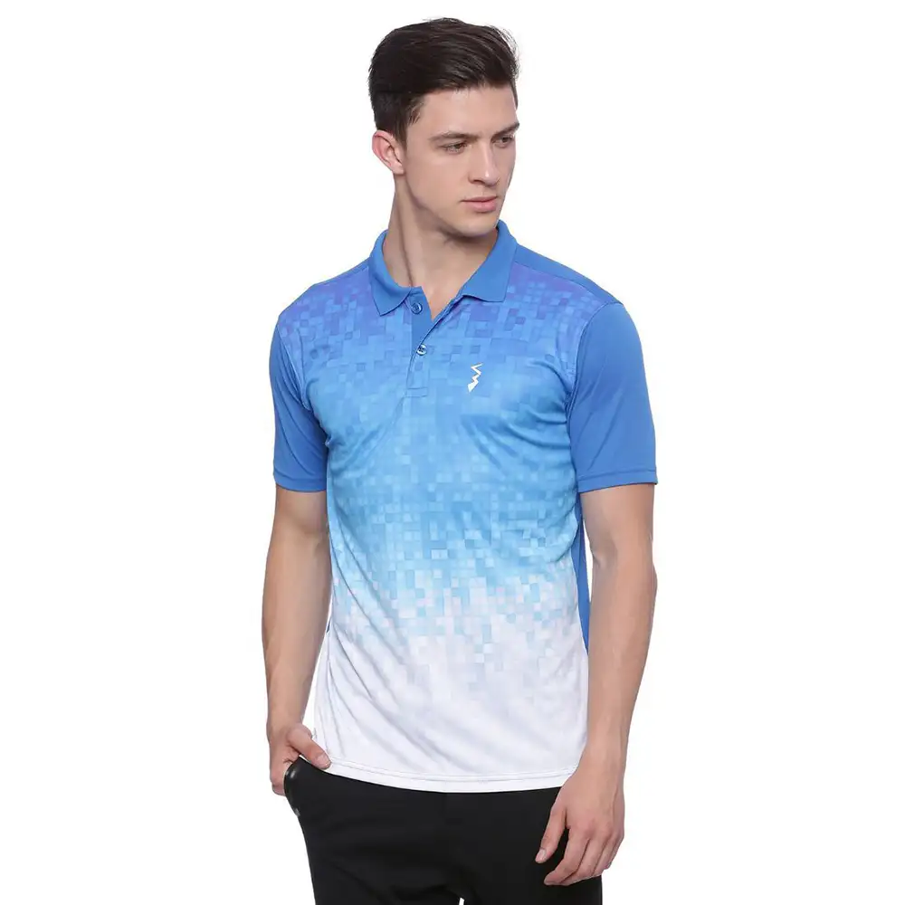 Campus Sutra Ombre Men Polo Neck T Shirt,  Royal Blue & White  Medium