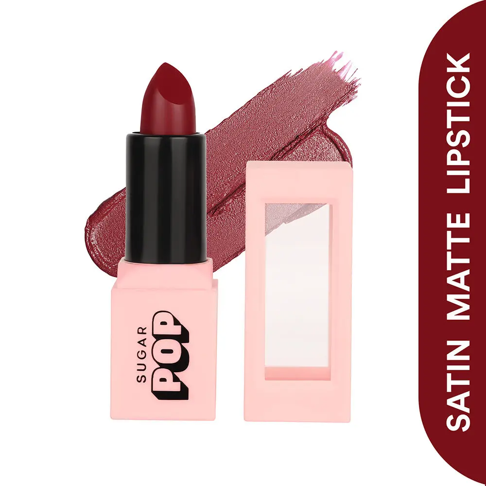 SUGAR POP Satin Matte Lipstick - 01 Daisy - 3 gm - Infused with Vitamin E, Shea Butter & Jojoba Oil l Full Coverage, Ultra Pigmented, Hydrating, Weightless Formula l Lipstick for Women