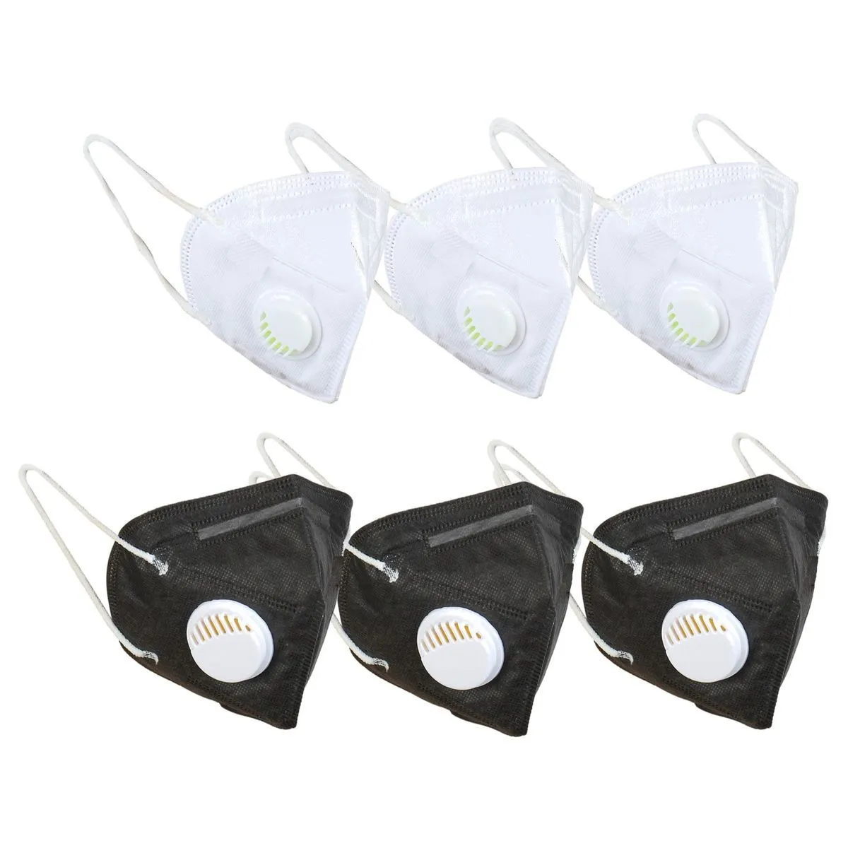 Fabula Pack of 6 KN95/N95 Anti-Pollution Reusable 5 Layer Mask (White,Black)