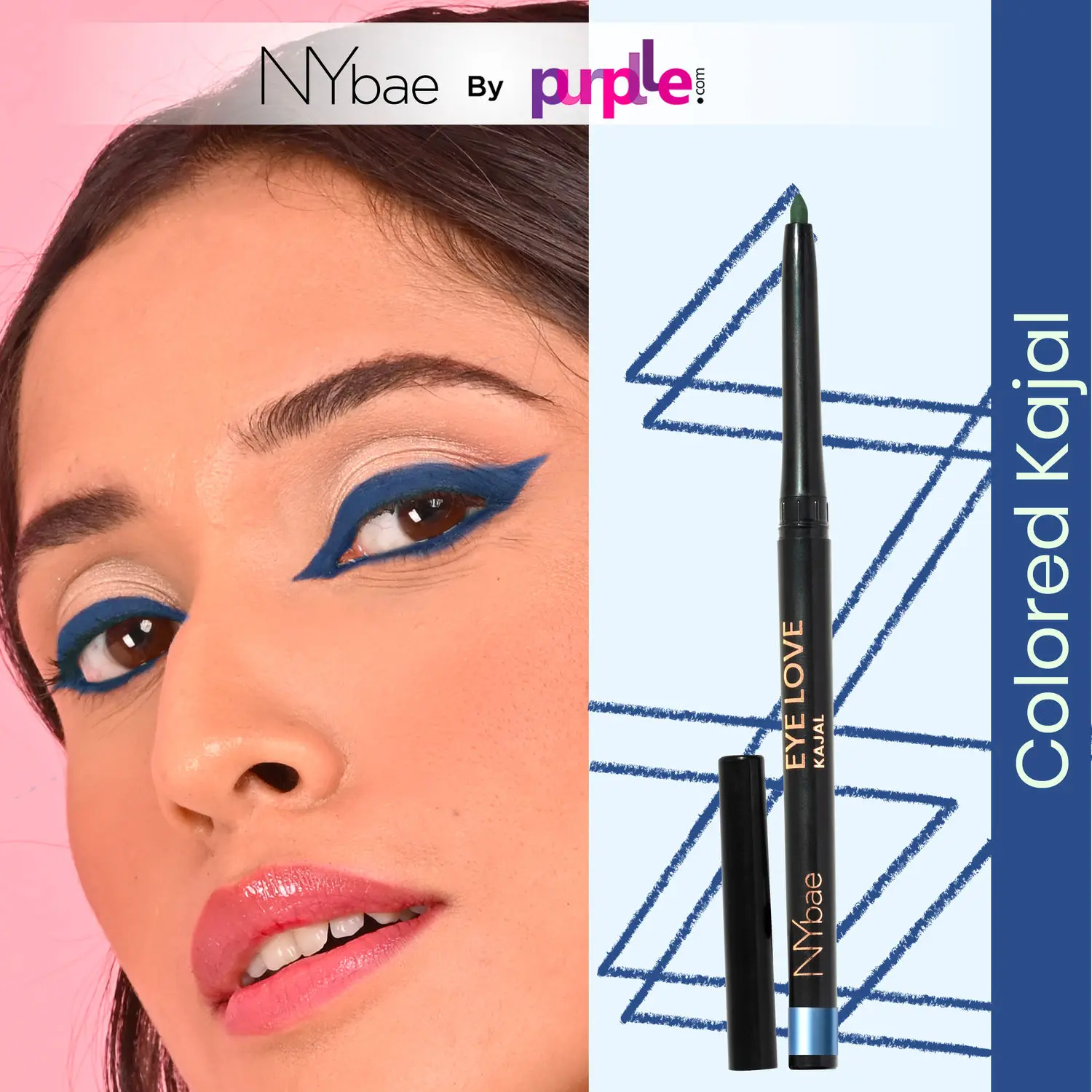 NY Bae Colored Kajal - Navy Nuance (0.3 g) | Rich Matte Finish | Lasts Up to 8 Hours | Smooth Application | Waterproof | Smudgeproof