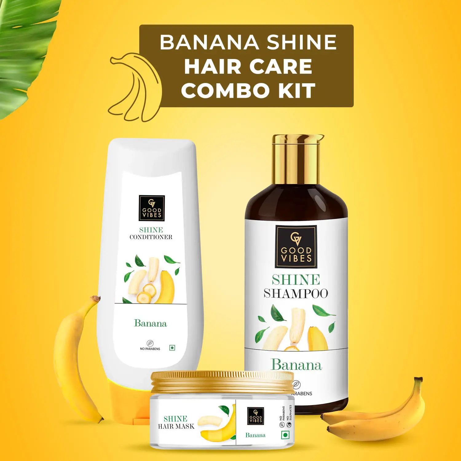 Good Vibes Banana Shine Hair Care Combo (Set of 3)