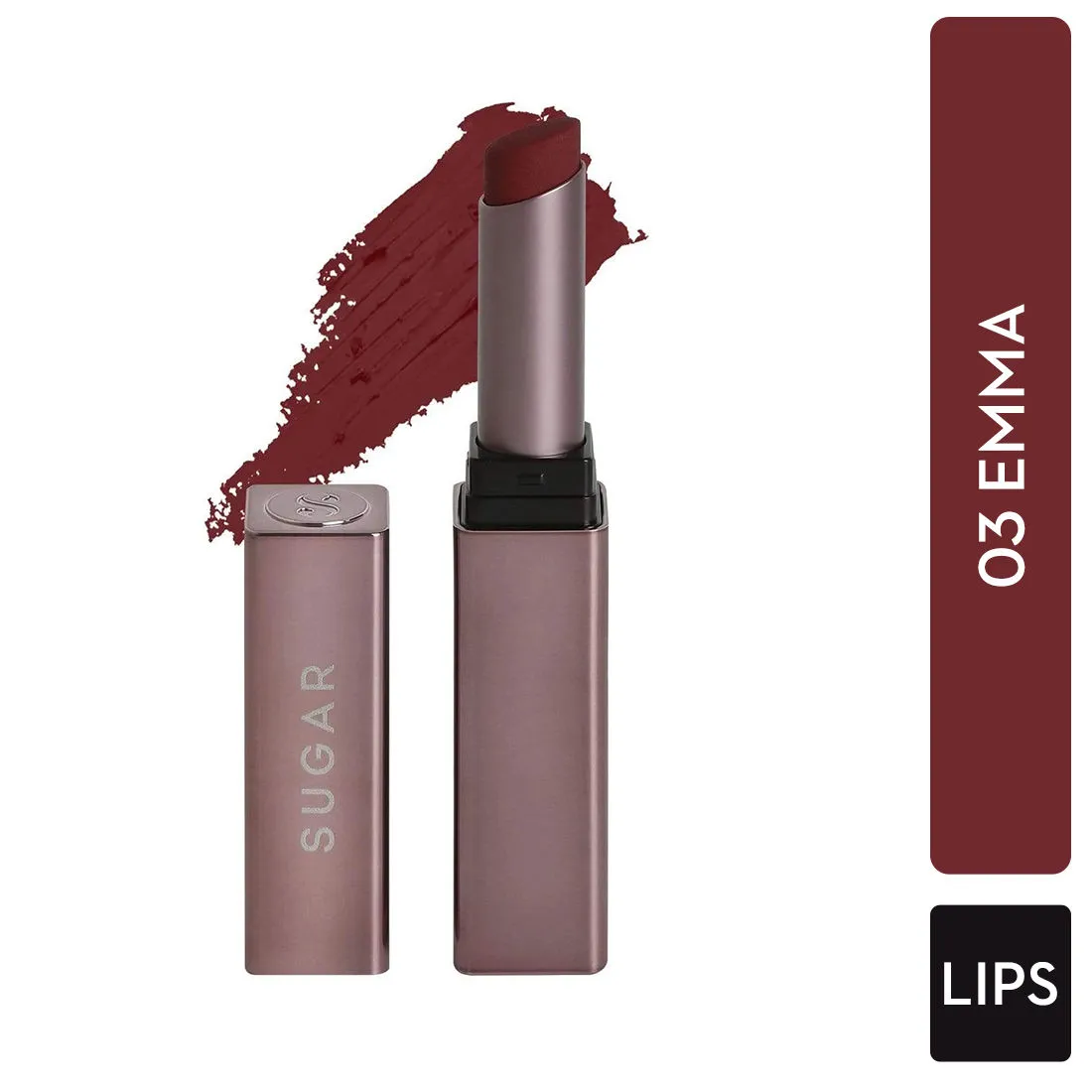 SUGAR Mettle Satin Lipstick - 03 Emma (Reddish Brown)