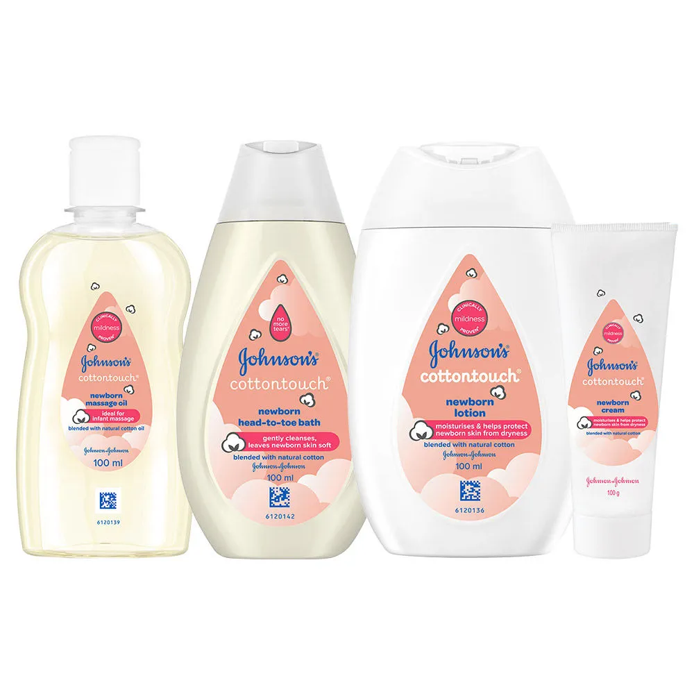 Johnson's Cotton Touch Newborn Baby Massage Oil, Head To Toe Bath, Baby Lotion & Baby Cream