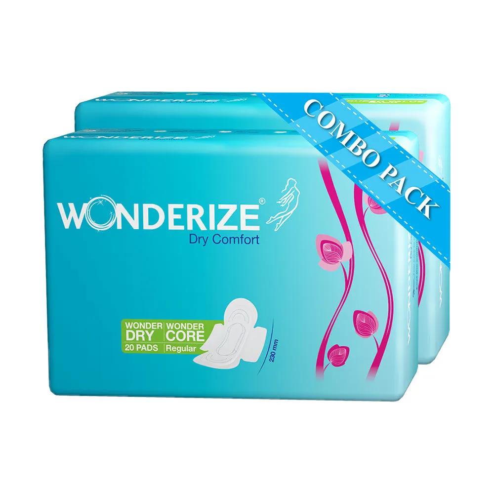 Wonderize Dry Comfort Regular Size Sanitary Napkins - 40 Pads With Four Wall Protection