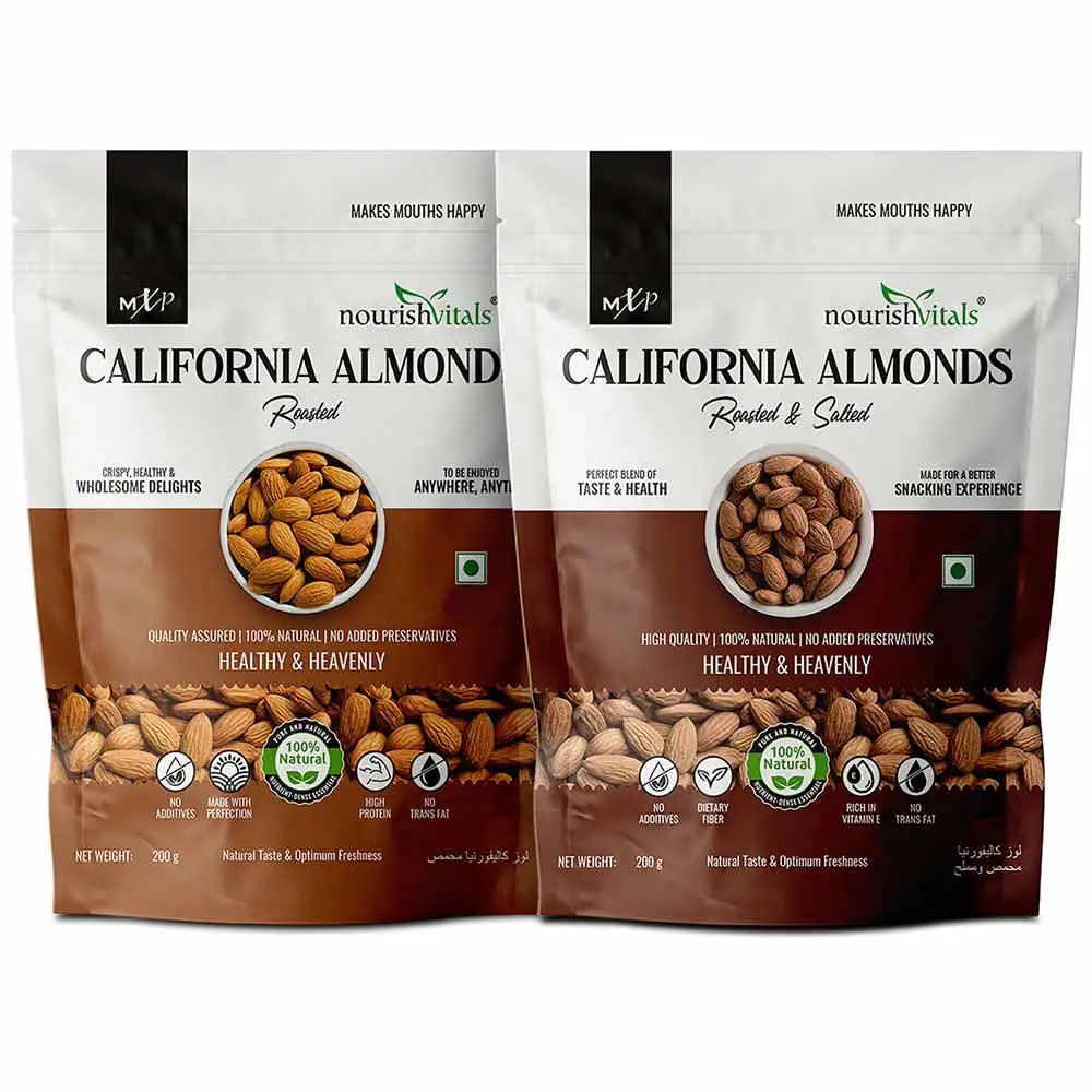 NourishVitals Healthy Munching Combo,  California Roasted Almonds + California Roasted & Salted Almonds  2 Piece(s)/Pack