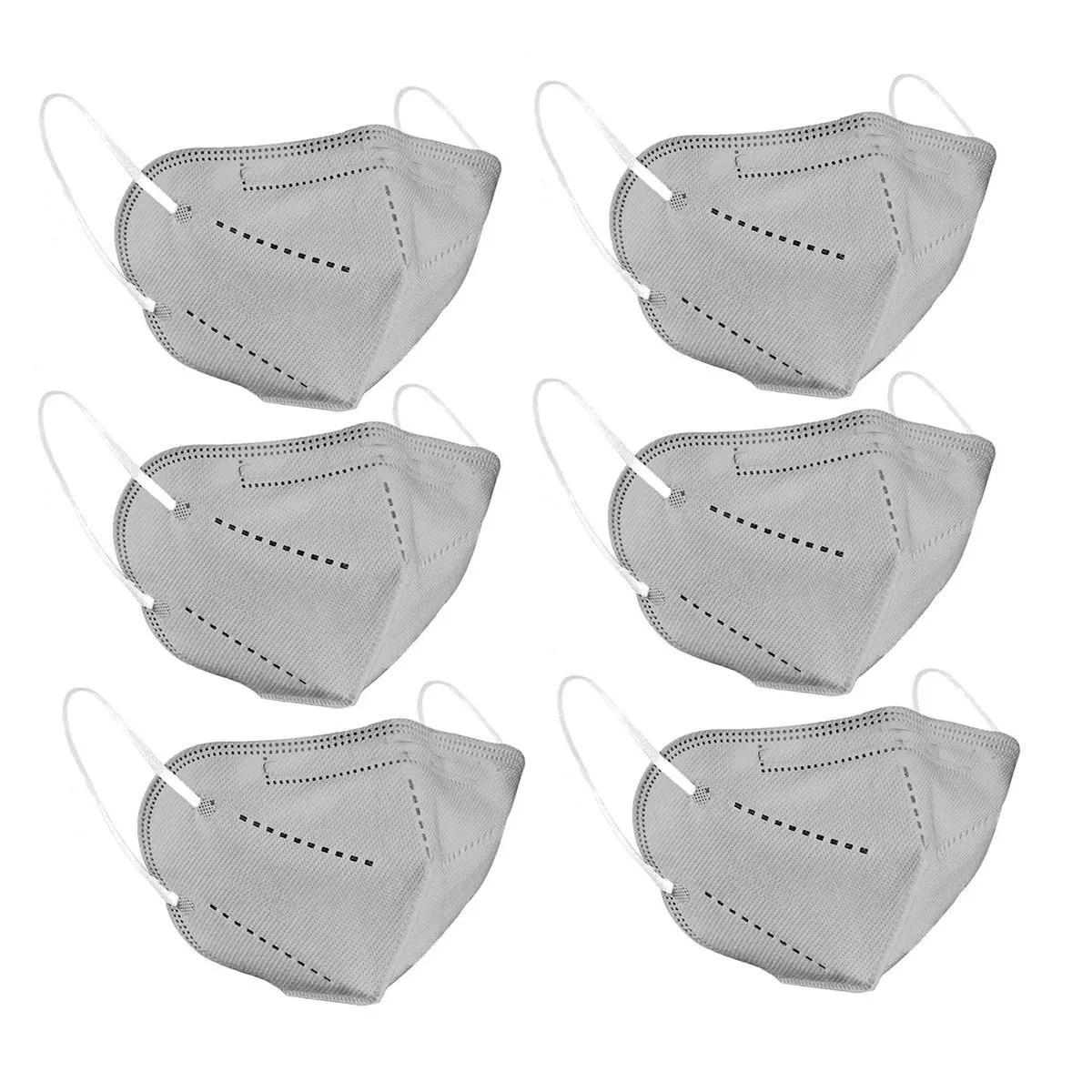 Fabula Pack of 6 KN95/N95 Anti-Pollution Reusable 5 Layer Mask (Grey)