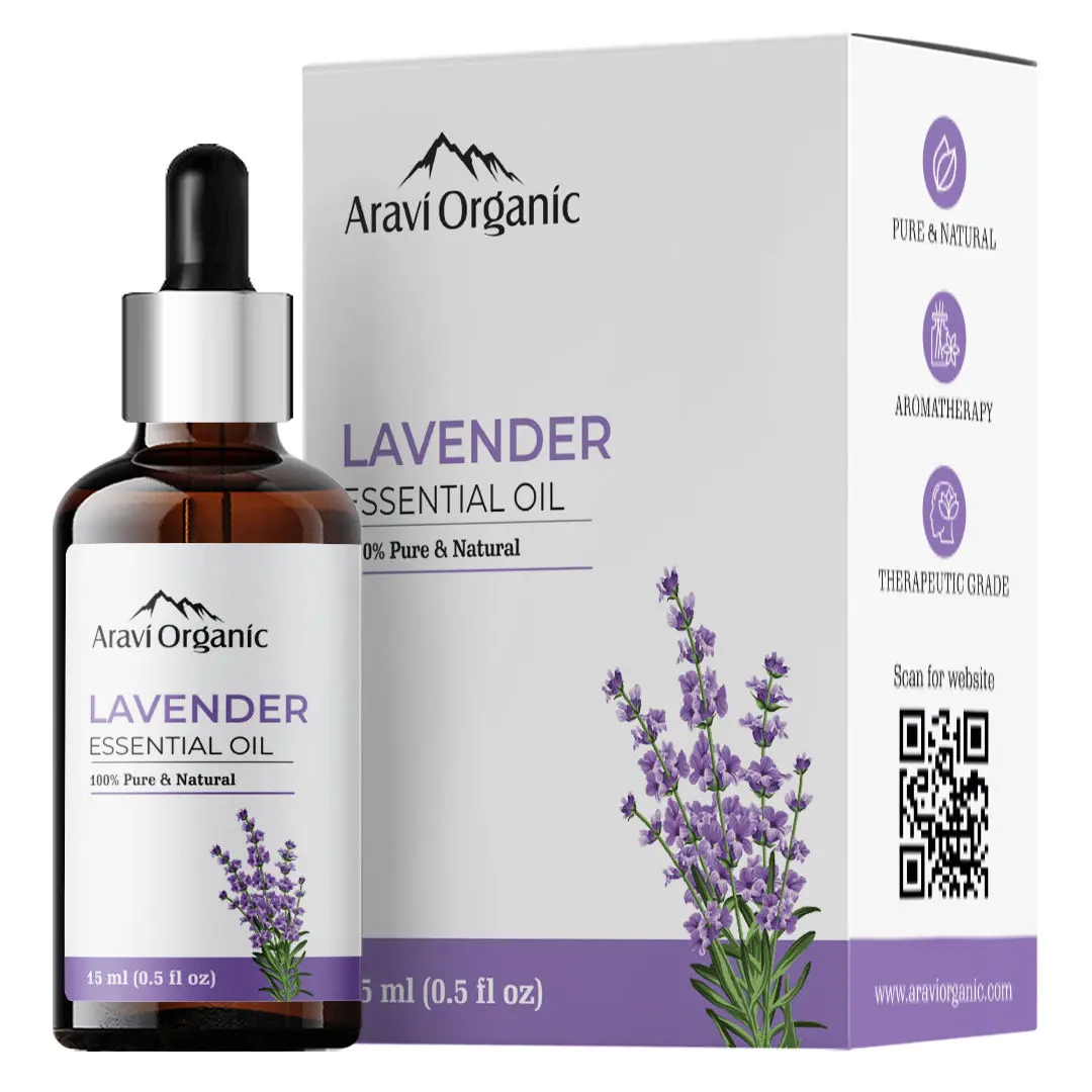 Aravi Organic Lavender Essential Oil | 100% Pure Oil for Healthier Skin & Hair -Bath & Restful Sleep