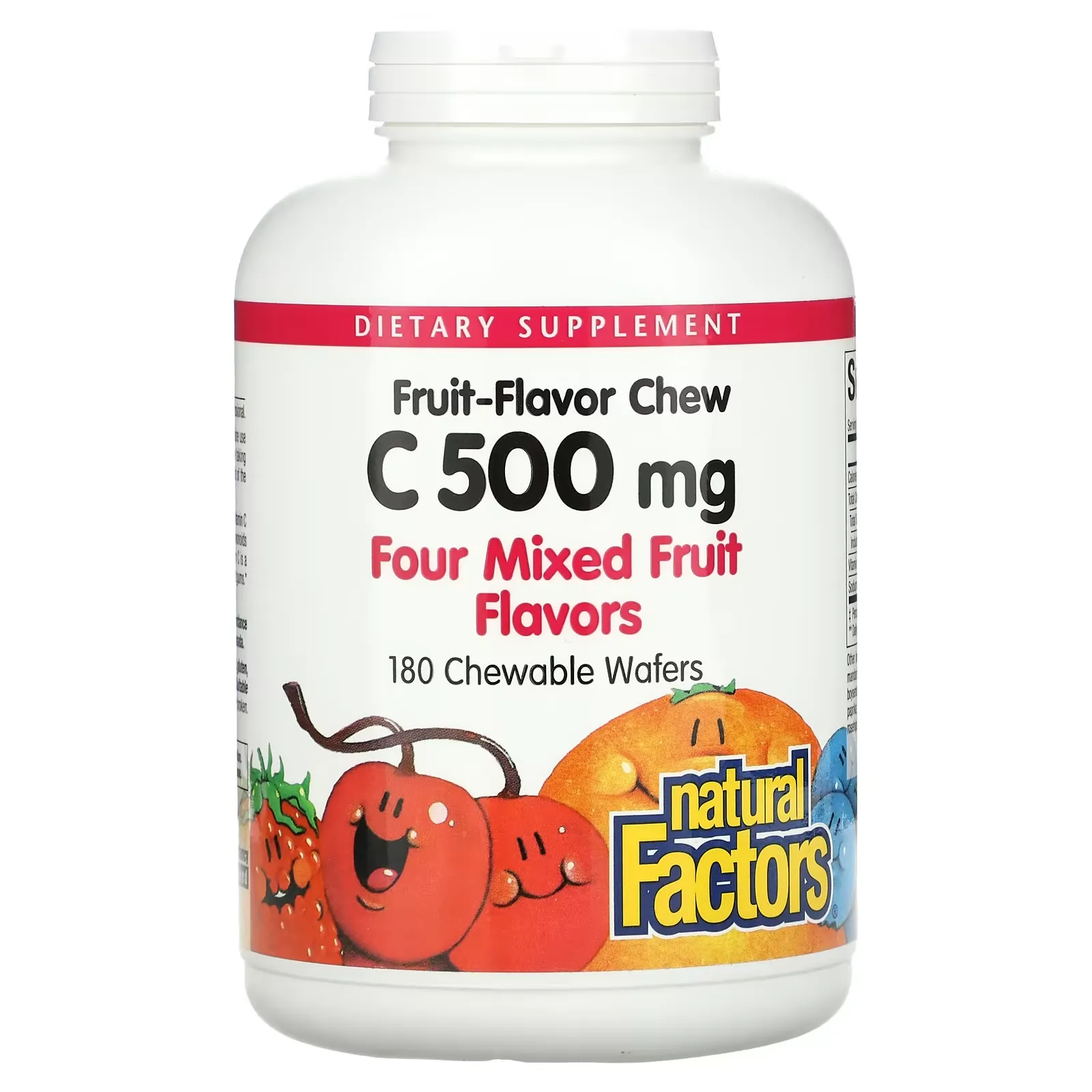 Vitamin C, Four Mixed Fruit Flavors, 500 mg, 180 Chewable Wafers