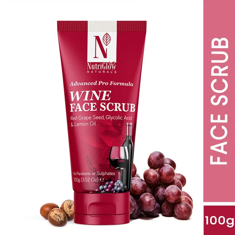 NutriGlow NATURAL'S Advanced Pro Formula Wine Face Scrub for All Skin Type, Skin Lightening with Lemon Oil, 100gm