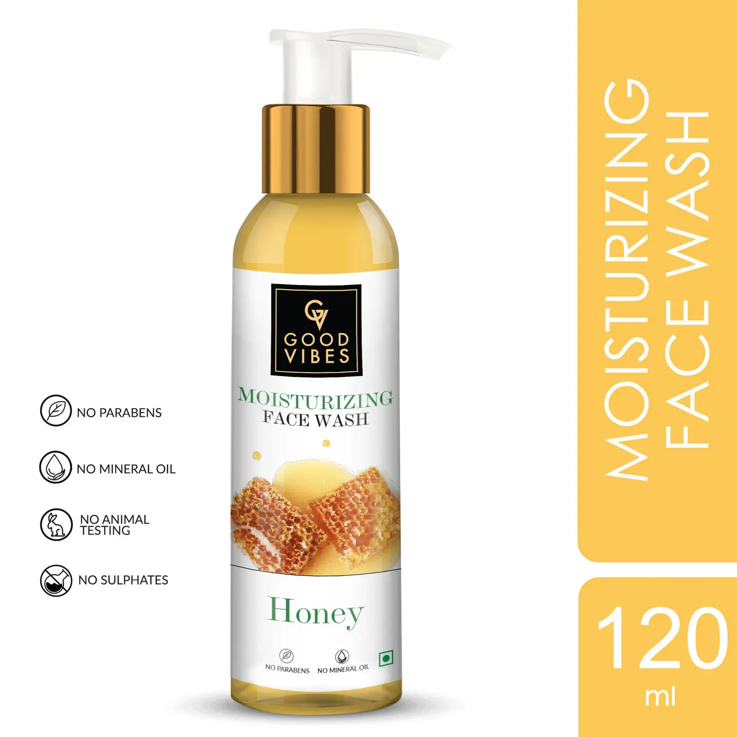 Good Vibes Honey Moisturizing Face Wash | Lightening, Moisturizing | No Parabens, No Mineral Oil, No Animal Testing (120 ml)