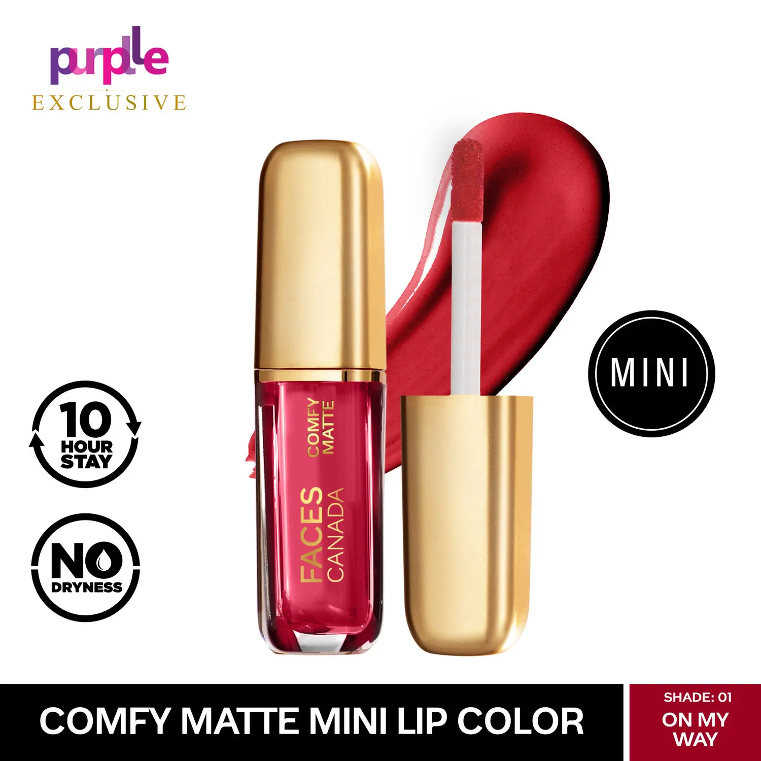 Faces Canada Comfy Matte Mini Lip Color | Comfortable 10 Hours Longstay | Matte Finish | With Natural Oils | On My Way 01 (1.2 ml) - Exclusively Only On Purplle