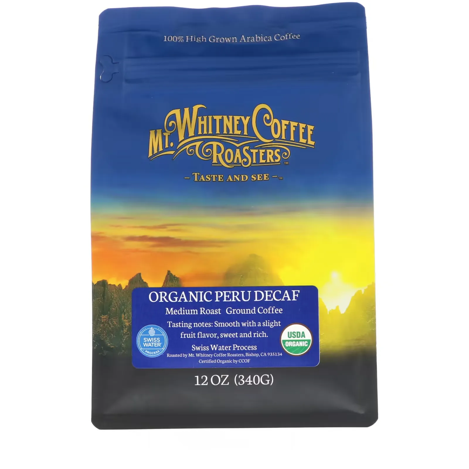 Organic Peru Decaf, Ground Coffee, Medium Roast, 12 oz (340 g)