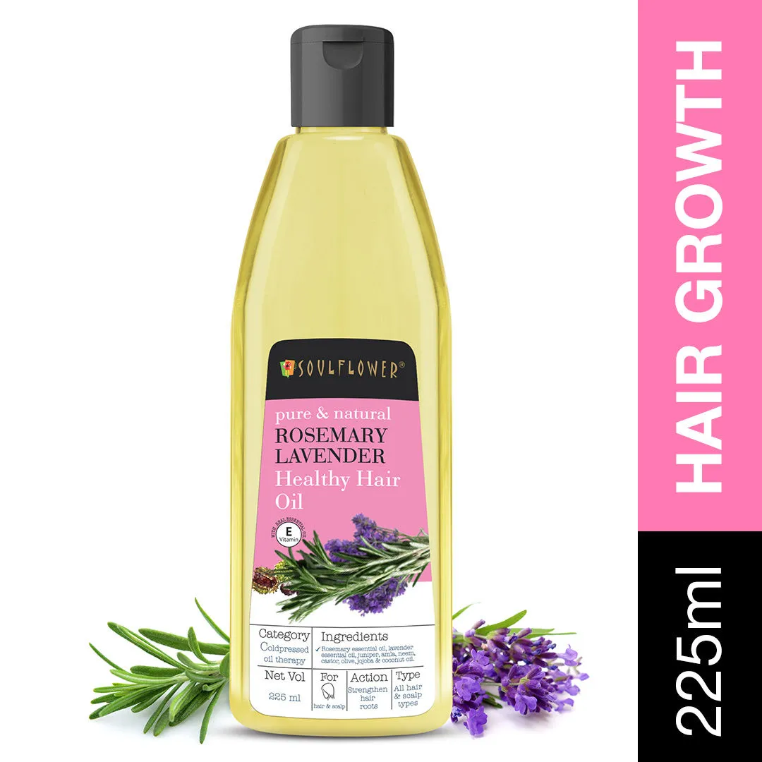 Soulflower Rosemary Lavender Healthy Hair Oil For Hair Growth, Hair Fall Control, Frizzy Hair