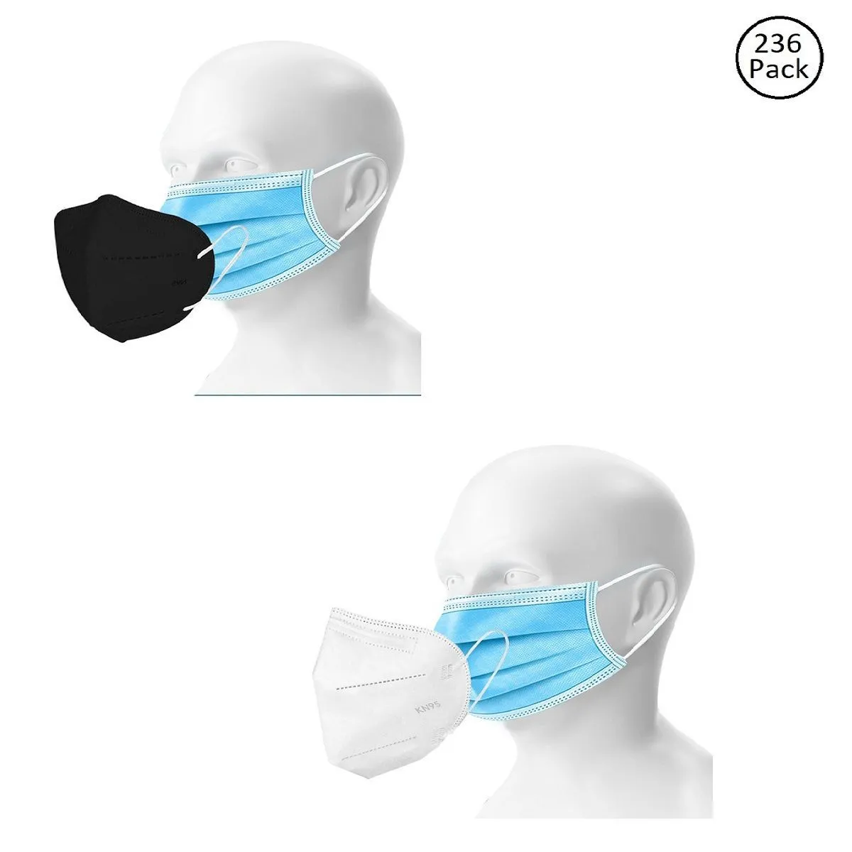 Fabula Double Mask Set of 200 Disposable & 36 Kn95/N95 Mask