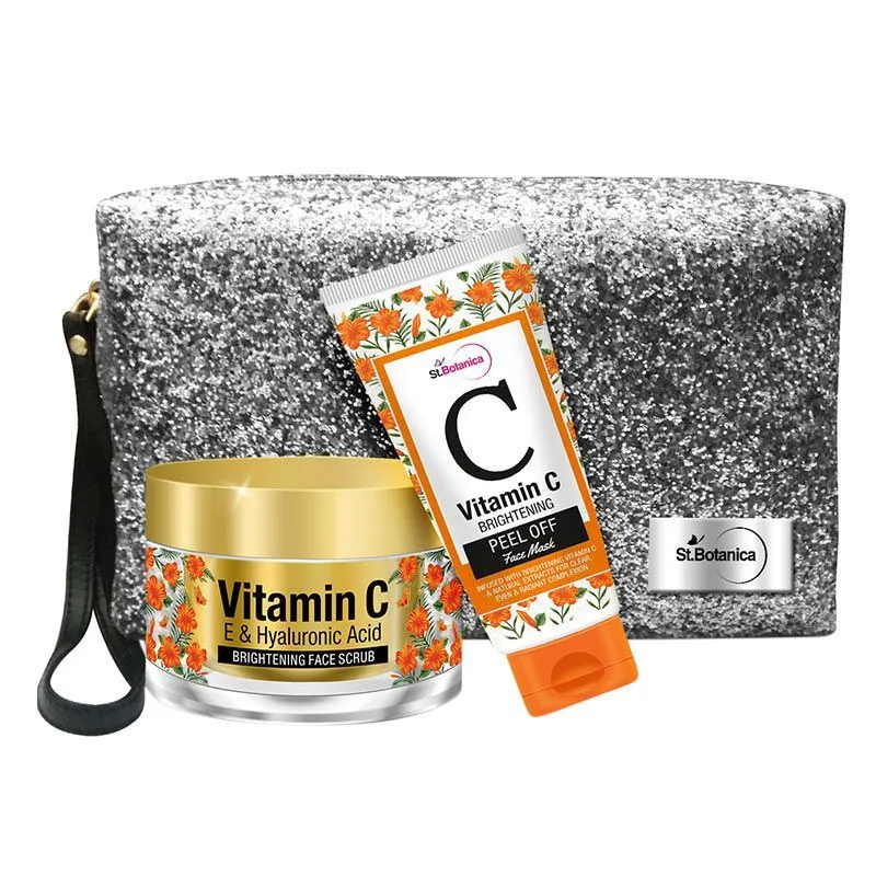 St.Botanica Vitamin C Combo Brightening Face Scrub + Peel Off Mask & Pouch