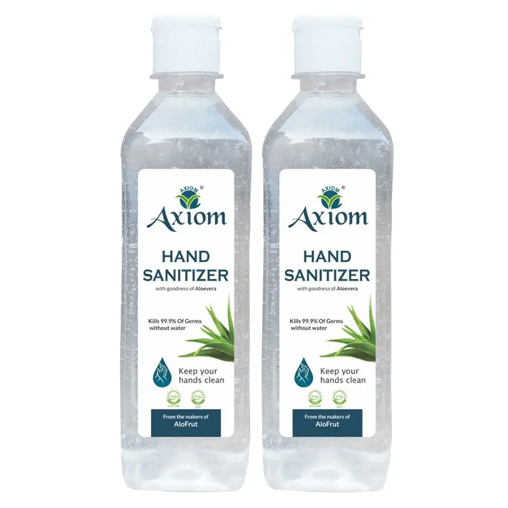 Axiom Hand Sanitizer,  Aloevera  500 ml  Kills 99.99% of Germs without Water Pack of 2