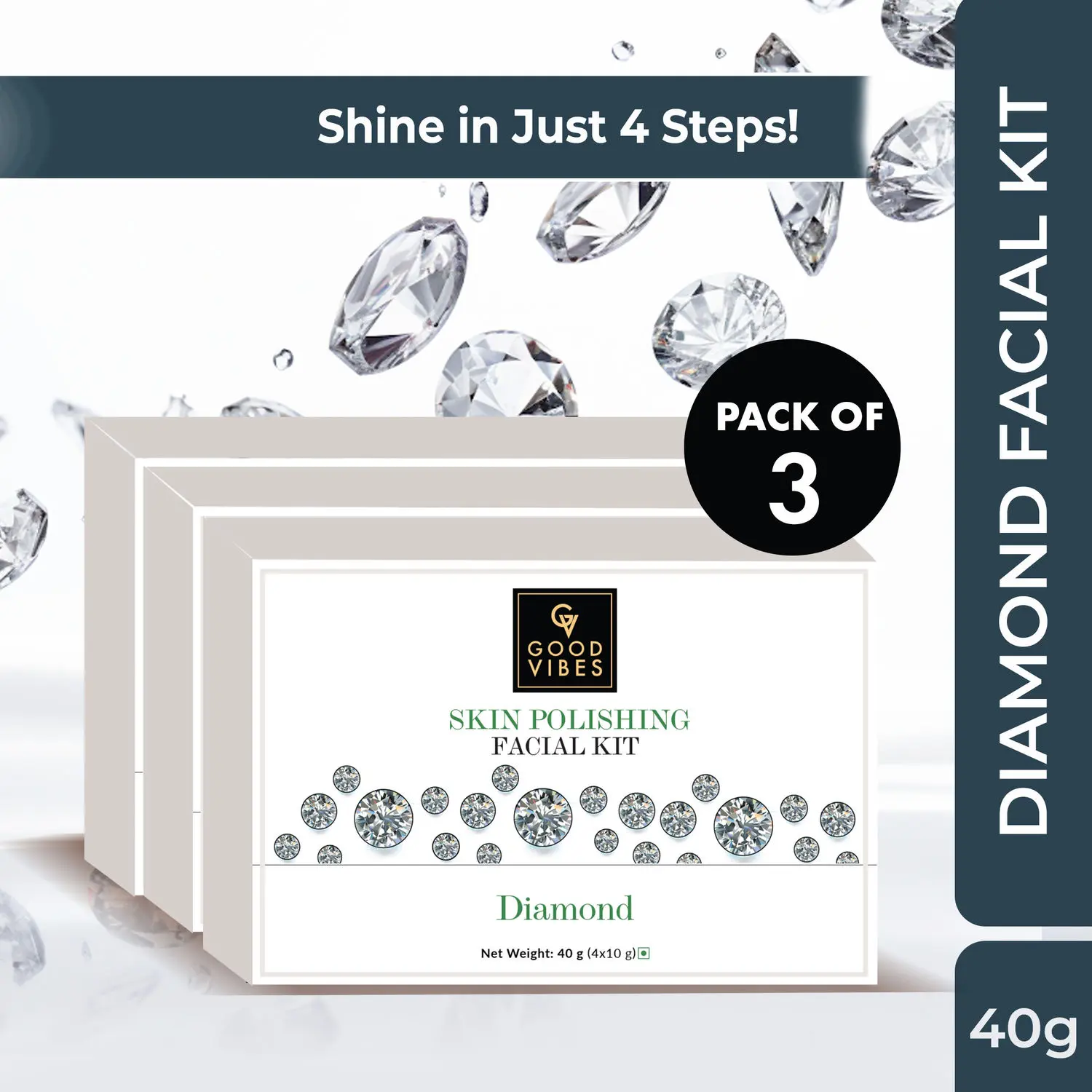 Good Vibes Skin Polishing Diamond Facial Kit (Pack of 3)