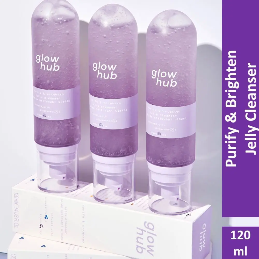 Glow Hub | Purify & Brighten Jelly Cleanser (120ml) | Black tea extract, Blueberry | Brightening, Detoxifying | Dull & Breakout prone skin