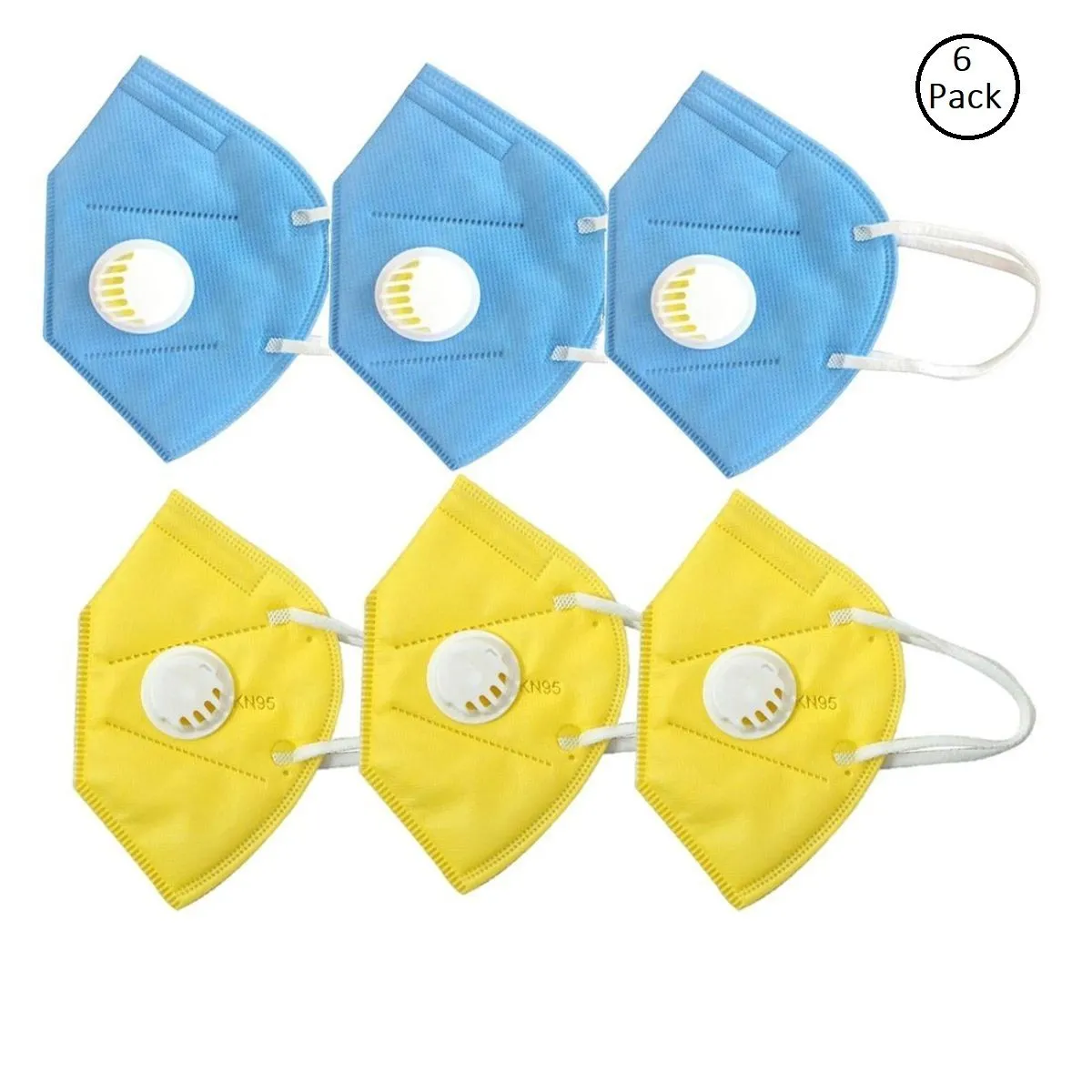 OOMPH Pack of 6 Anti-Pollution Reusable 5 Layer Mask - Blue Yellow