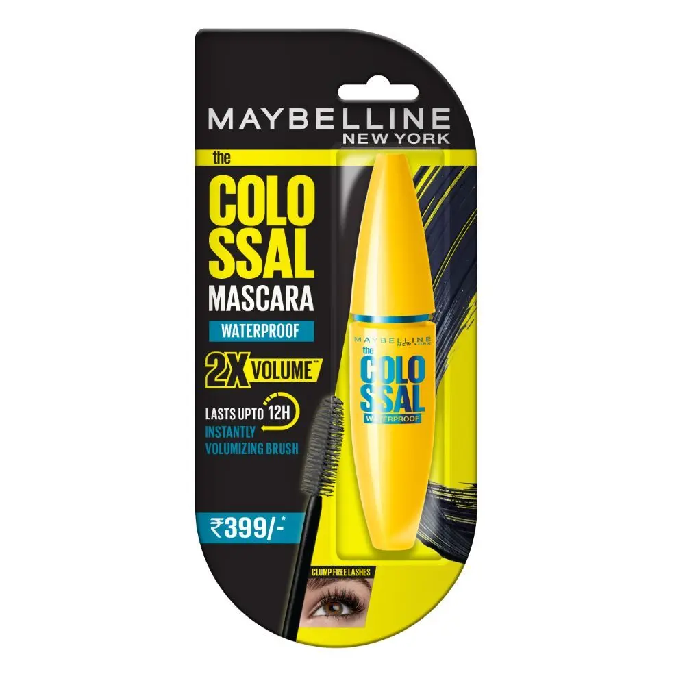 Maybelline New York Volume Express Colossal Mascara, Waterproof, Black, 10g