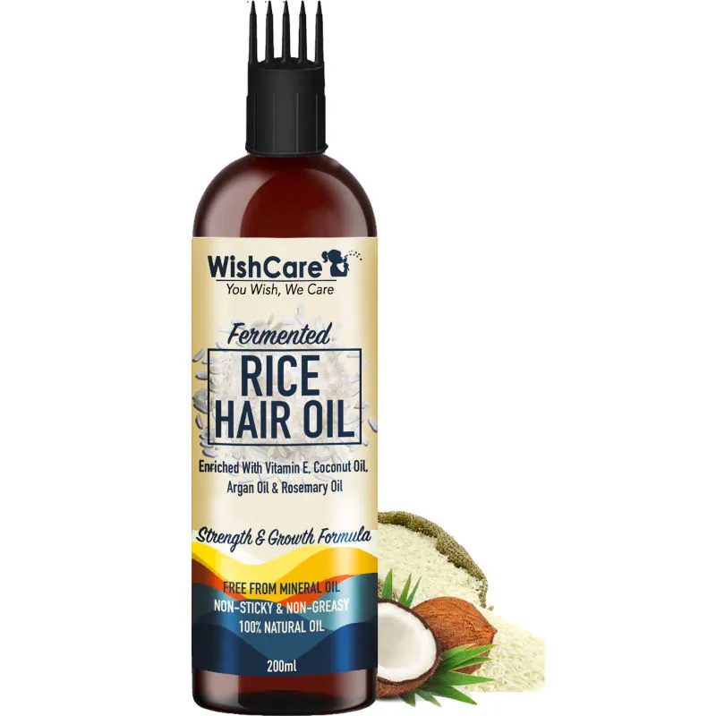 WishCare Fermented Rice Hair Growth Oil - Strength & Growth Formula - With Deep Root Hair Applicator