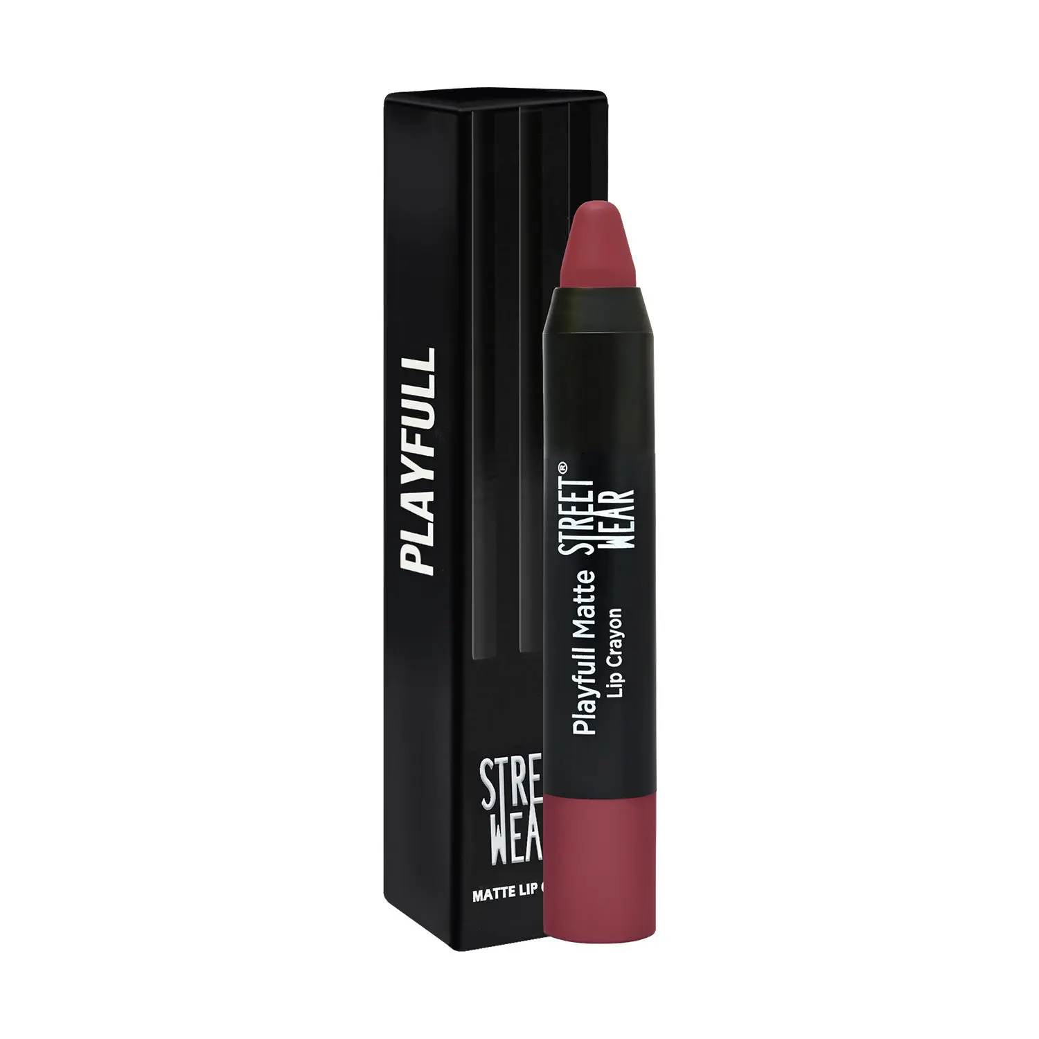 STREET WEAR® Playfull Matte -Bae Berry (Berry) - 2.9 gms -Moisturizing Matte Finish Lipstick, Full Coverage, Non-Drying Formula, Intense Pigment, Enriched With Shea Butter, Vitamin C, Vitamin E, Longwear Moisturizing Crayon Lipstick