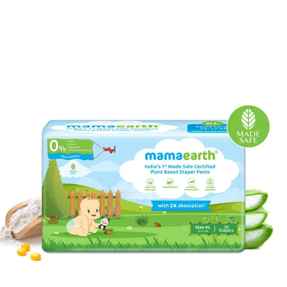 Mamaearth Plant-Based Diaper Pants for Babies – 12-17 kg (Size XL - 30 Diapers) 1.255 Kg