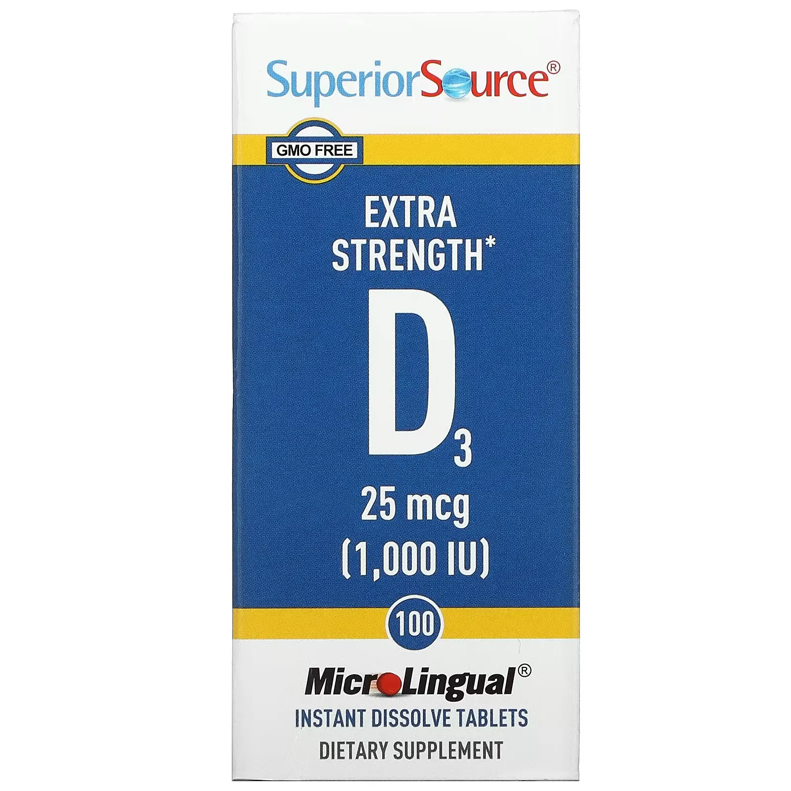 Extra Strength D3, 25 mcg (1,000 IU), 100 MicroLingual Instant Dissolve Tablets