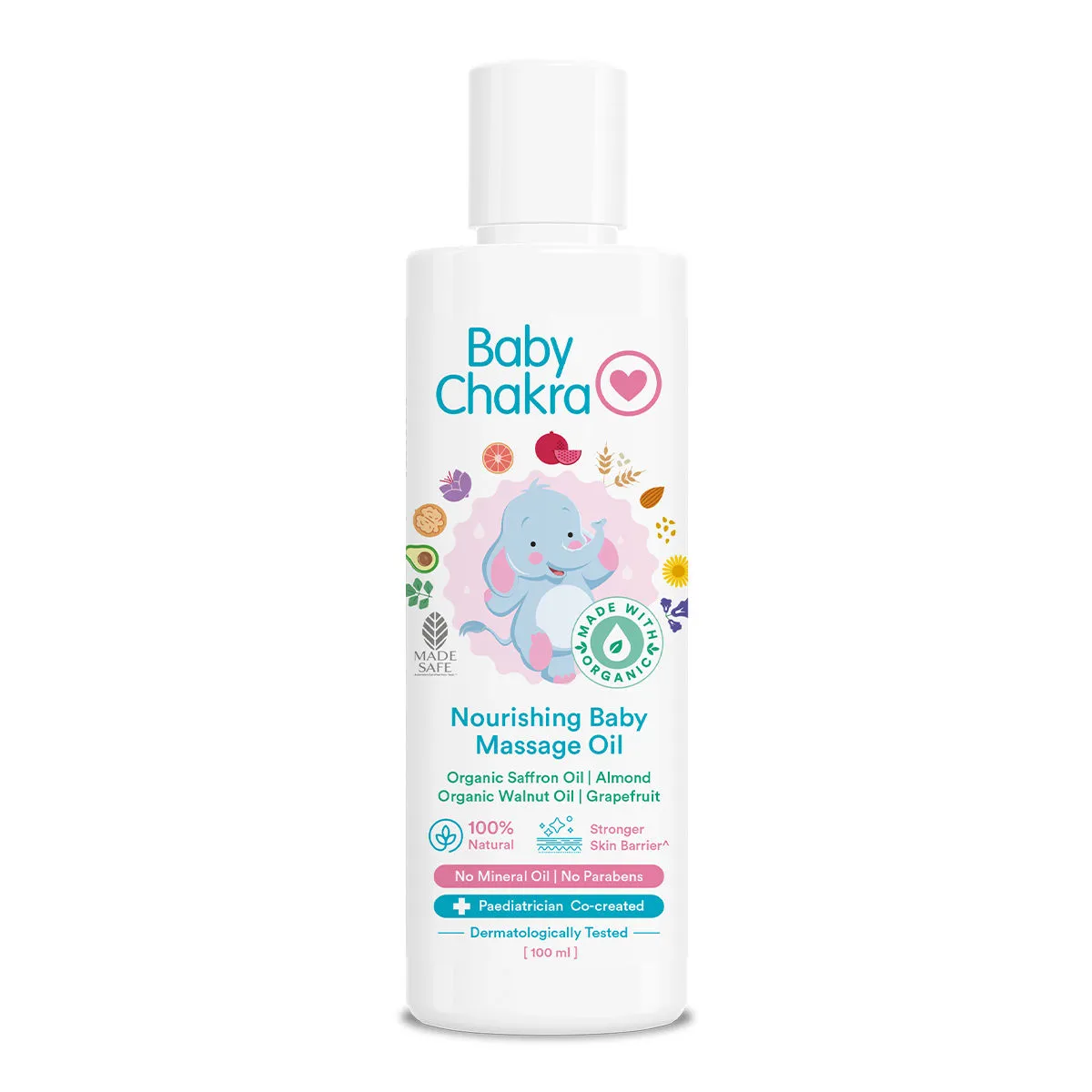 BabyChakra Nourishing Baby Massage Oil, No Mineral Oil, 100% Natural & Stronger Skin Barrier