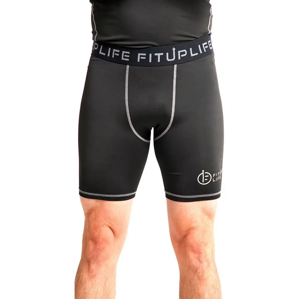 Fitup Life Solid Men Compression Gym Shorts,  Large  Black