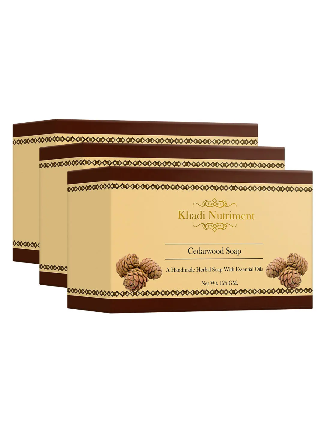 Khadi Nutriment Cedarwood Soap, 125 gm (Pack of 3)