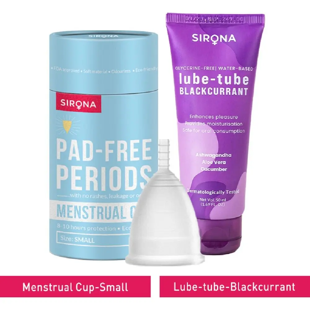 Sirona FDA Approved Menstrual Cup (Small) with Glycerine Free Natural Black Current Lubricant Gel