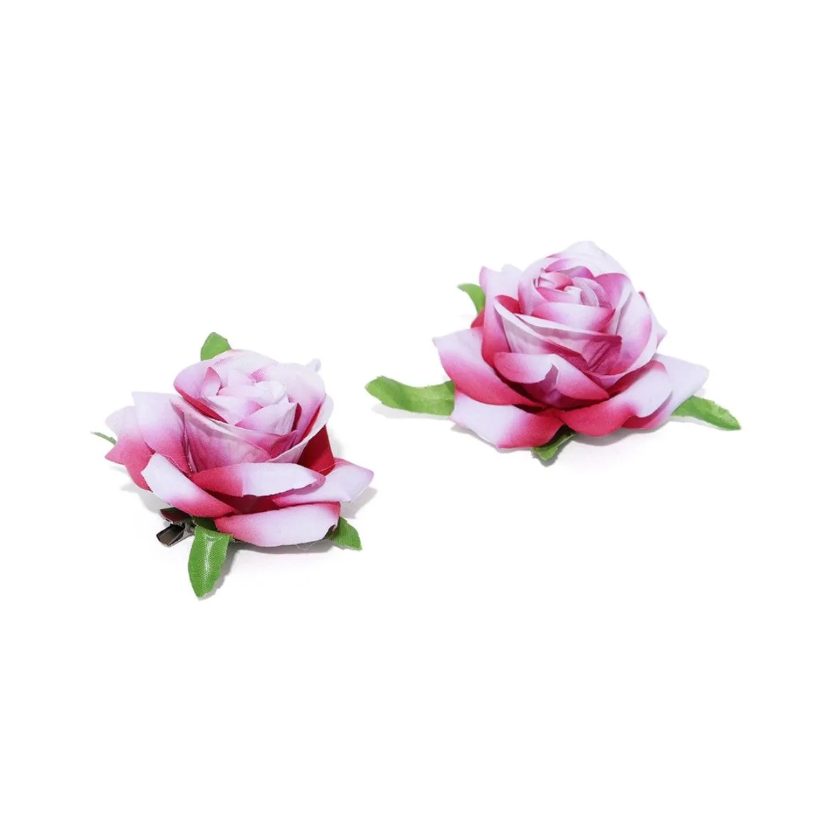 Priyaasi Set Of 2 Fabric Rose Flower Pink And White Colour Hair Clip