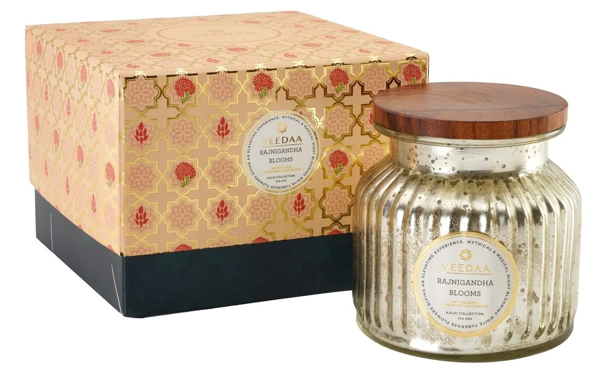 Veedaa Rajanigandha Blooms Mercury Glass Scented Candle