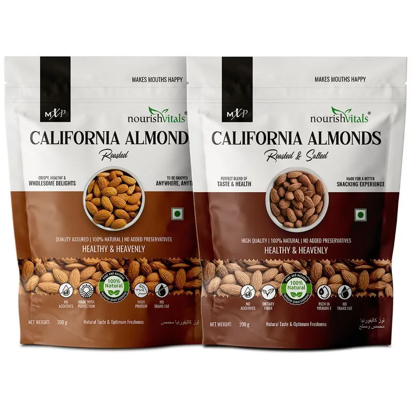 NourishVitals Combo, California Roasted Almonds + California Roasted and Salted Almonds