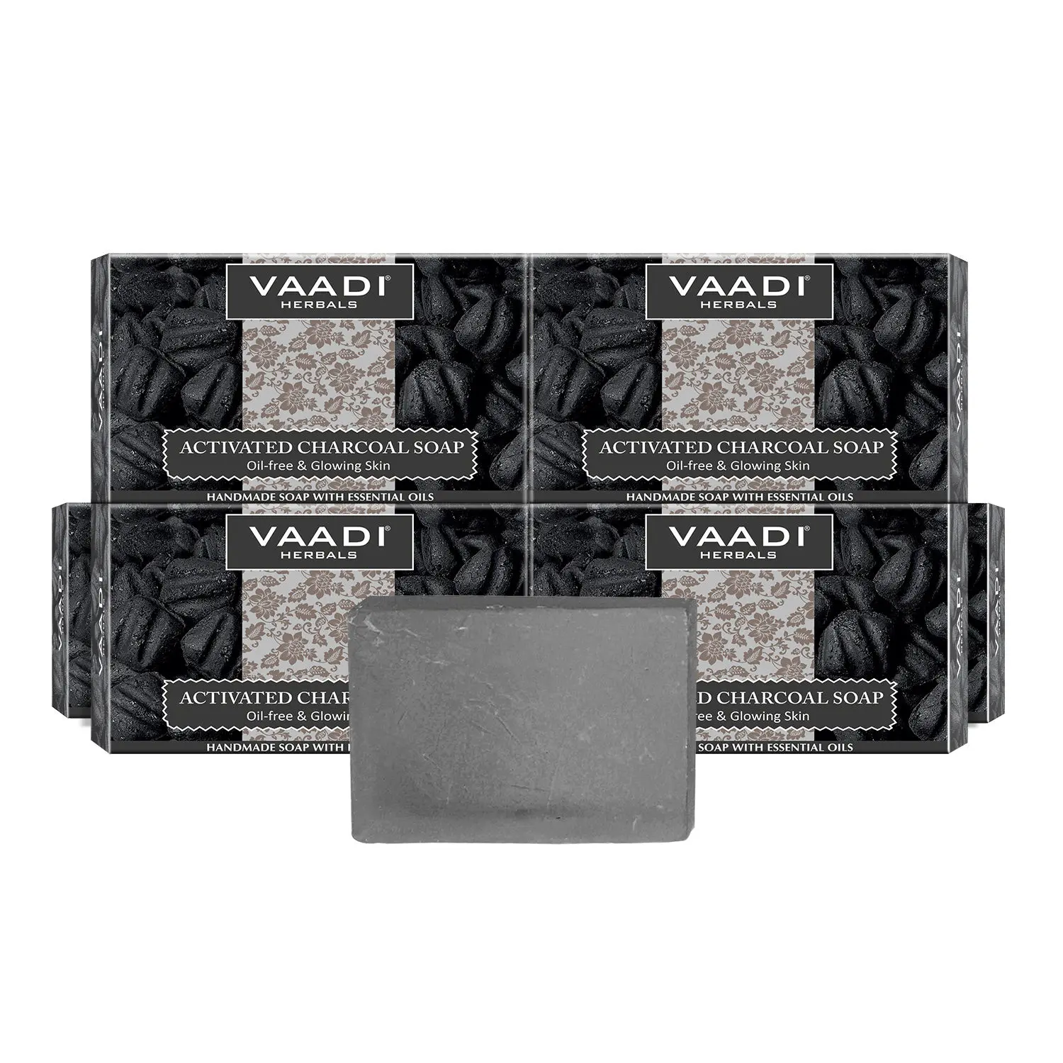 Vaadi Herbals Super Value Pack of 6 Activated Charcoal Soap (6 X 75 g)