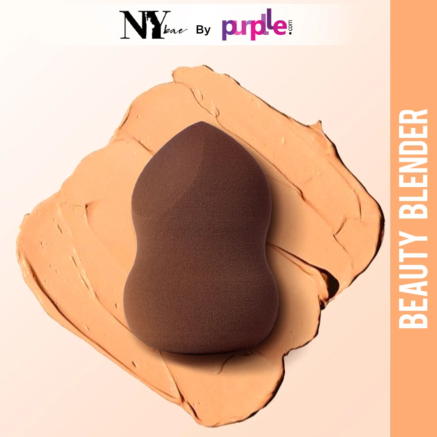 NY Bae Pro Beauty Blender | Two Cuts Pear Shape Blender | Brown | Flawless Makeup Application | Maximum Coverage - Quirky 02