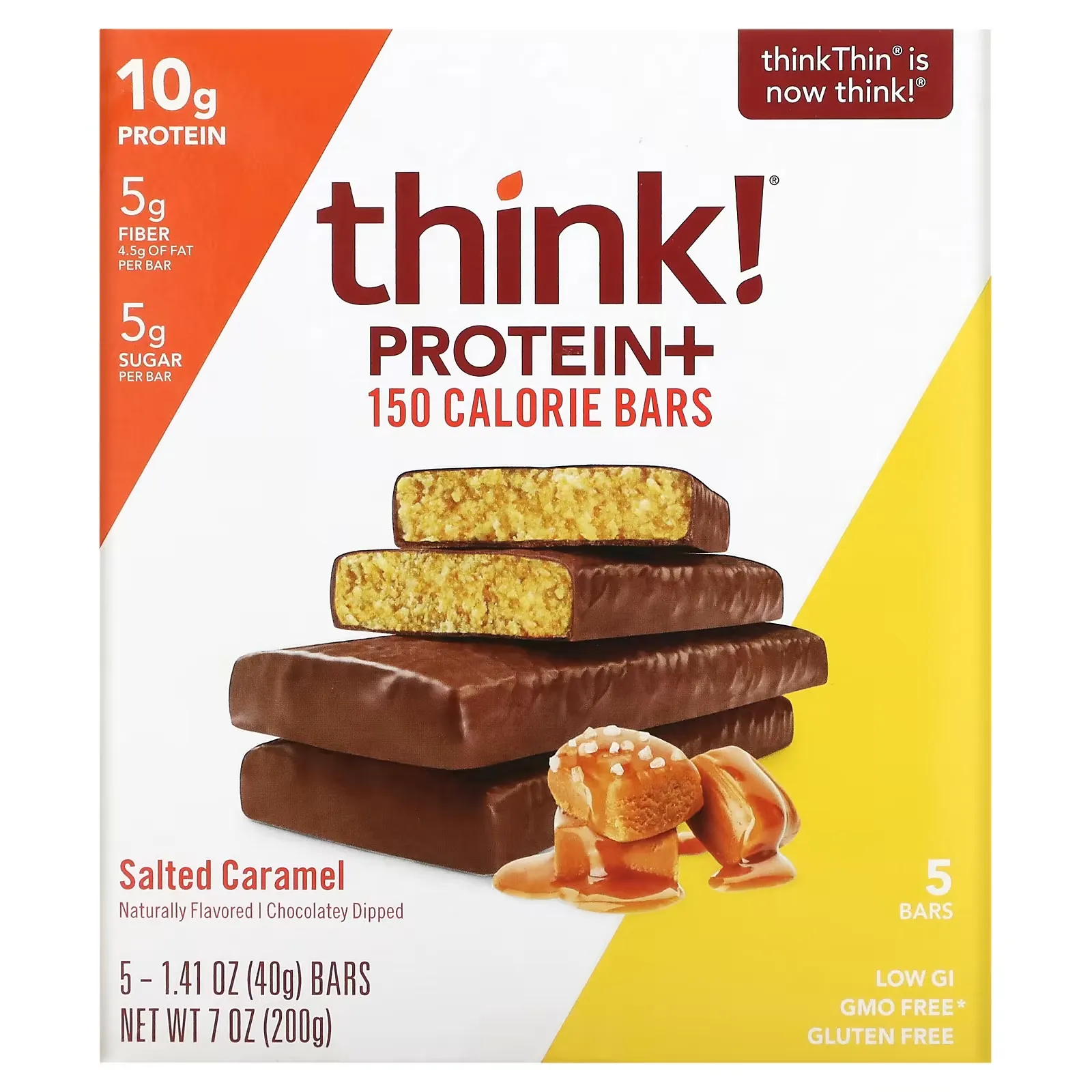 Protein+ 150 Calorie Bars, Salted Caramel, 5 Bars, 1.41 oz (40 g) Each